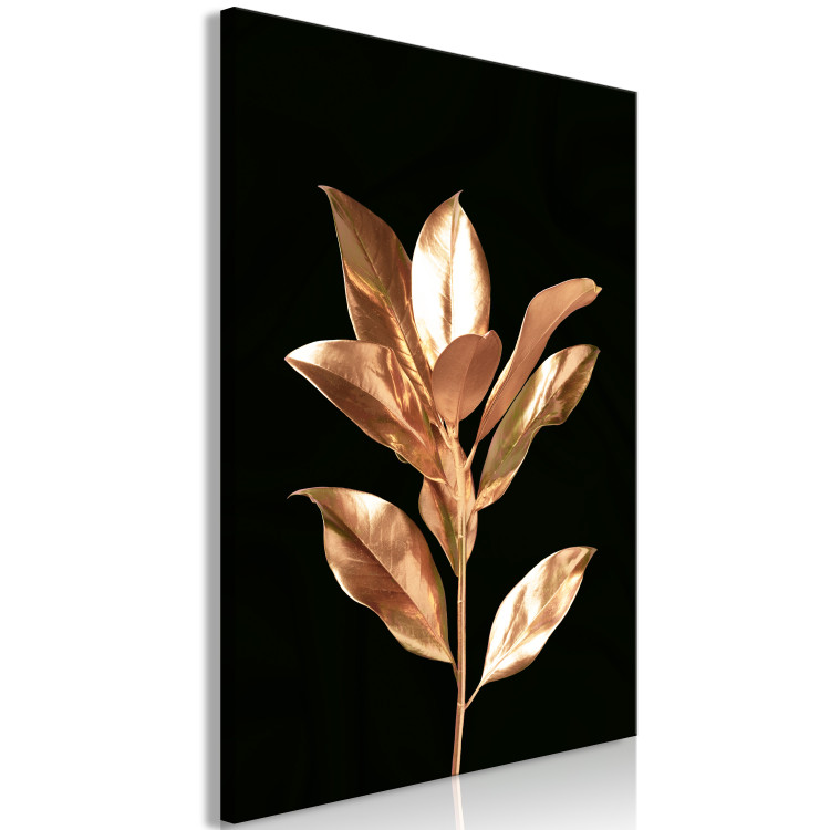 Canvas Print Extraordinary Twig (1-piece) Vertical - abstract golden leaves 130473 additionalImage 2