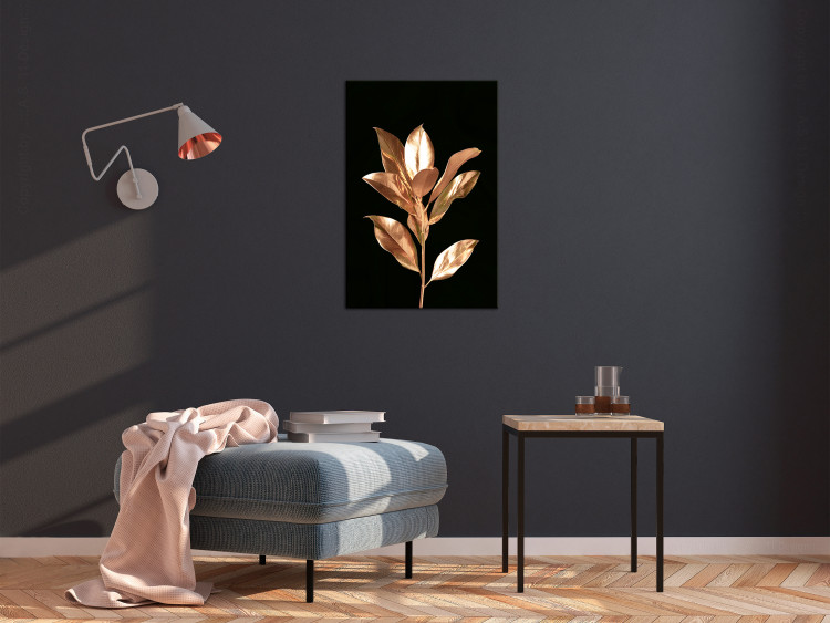 Canvas Print Extraordinary Twig (1-piece) Vertical - abstract golden leaves 130473 additionalImage 3