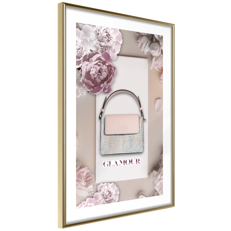 Poster Elegant Handbag - feminine bag on a light background surrounded by flowers 131773 additionalImage 7