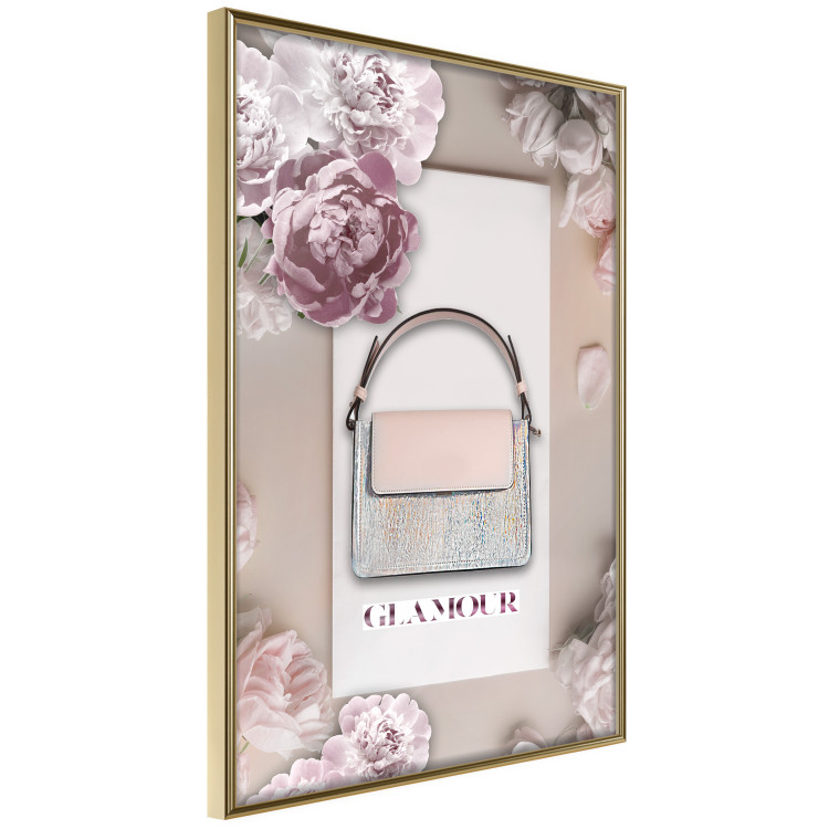 Poster Elegant Handbag - feminine bag on a light background surrounded by flowers 131773 additionalImage 12