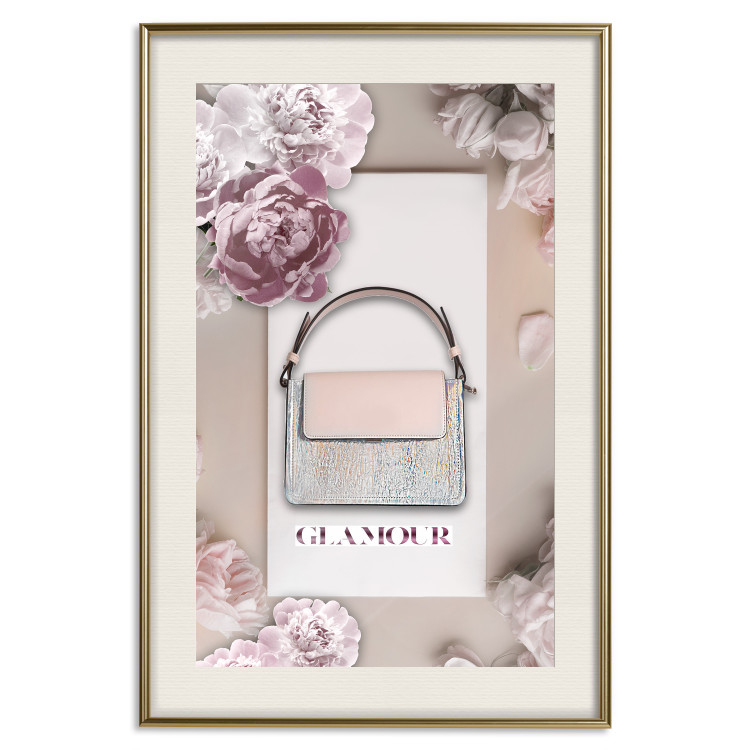 Poster Elegant Handbag - feminine bag on a light background surrounded by flowers 131773 additionalImage 20