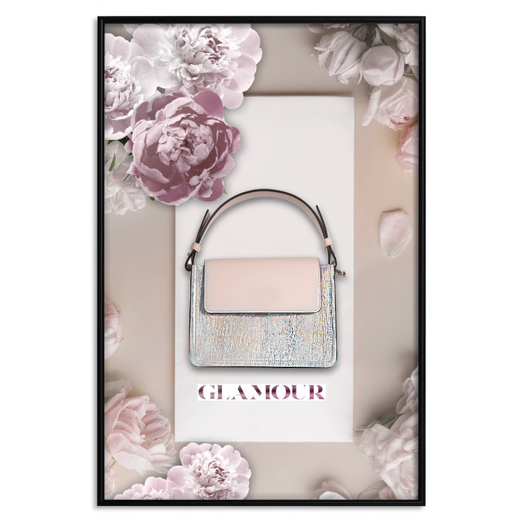 Poster Elegant Handbag - feminine bag on a light background surrounded by flowers 131773 additionalImage 16