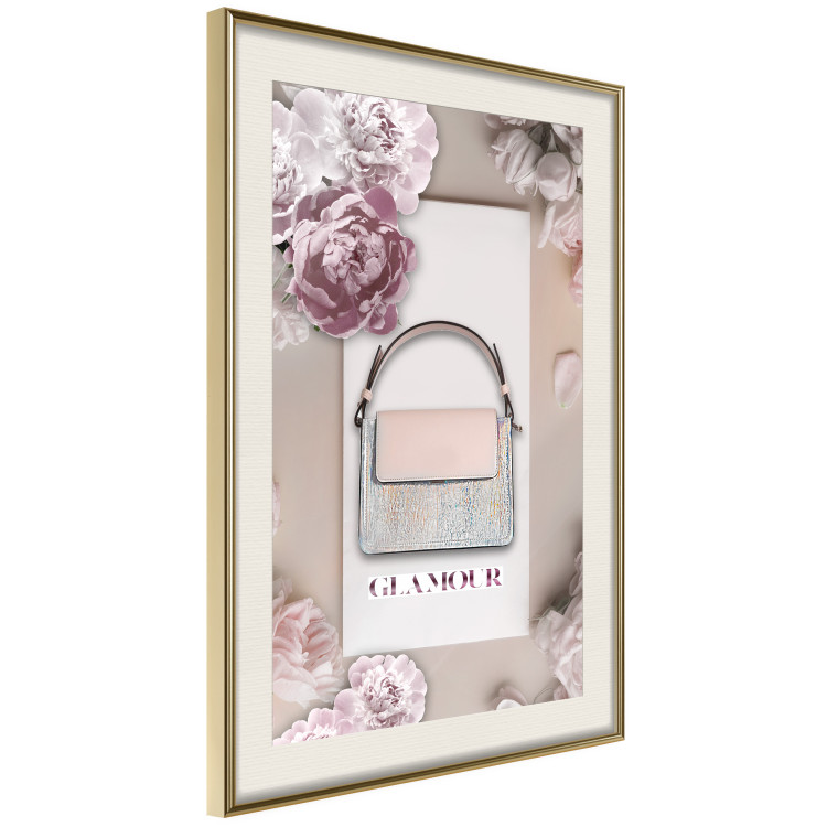 Poster Elegant Handbag - feminine bag on a light background surrounded by flowers 131773 additionalImage 3