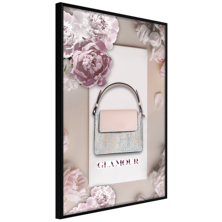 Poster Elegant Handbag - feminine bag on a light background surrounded by flowers 131773 additionalImage 11