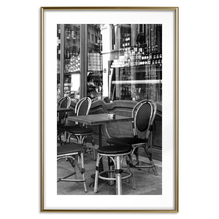 Wall Poster Parisian Café - gray landscape of chairs and a table against the backdrop of a café 132273 additionalImage 16