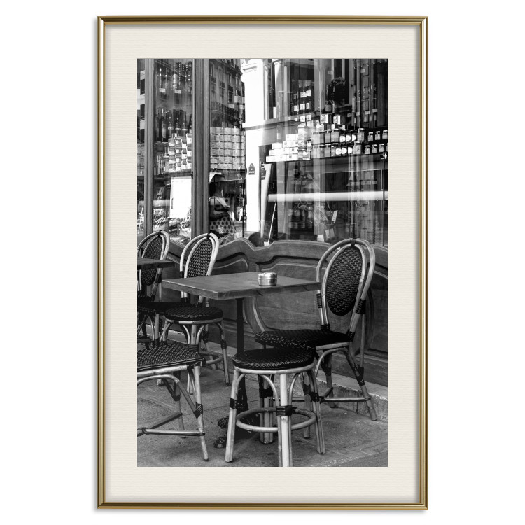 Wall Poster Parisian Café - gray landscape of chairs and a table against the backdrop of a café 132273 additionalImage 20