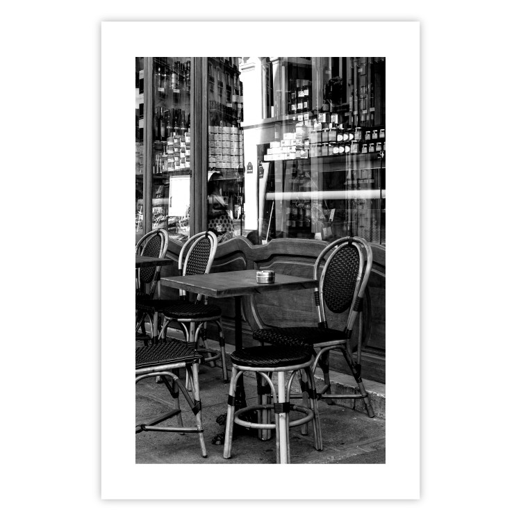 Wall Poster Parisian Café - gray landscape of chairs and a table against the backdrop of a café 132273 additionalImage 26