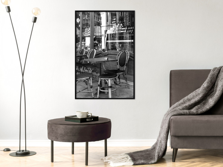 Wall Poster Parisian Café - gray landscape of chairs and a table against the backdrop of a café 132273 additionalImage 6
