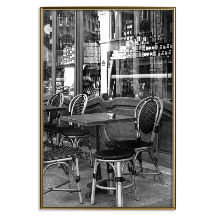 Wall Poster Parisian Café - gray landscape of chairs and a table against the backdrop of a café 132273 additionalImage 25