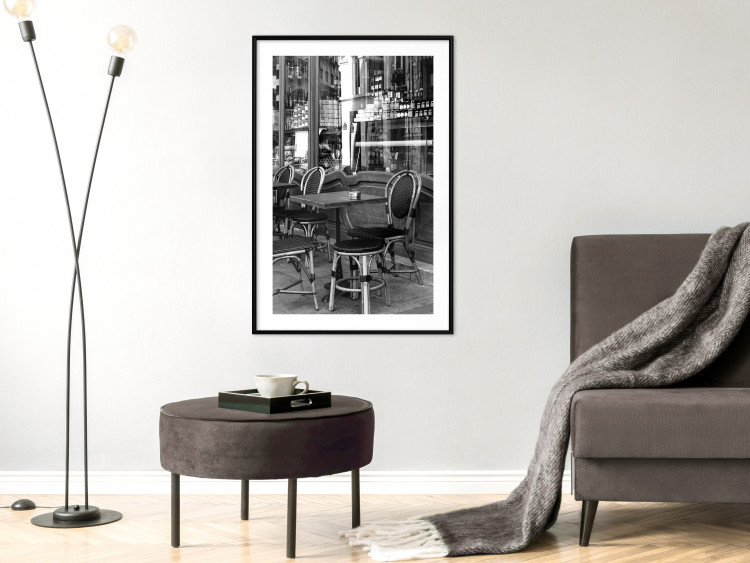 Wall Poster Parisian Café - gray landscape of chairs and a table against the backdrop of a café 132273 additionalImage 16