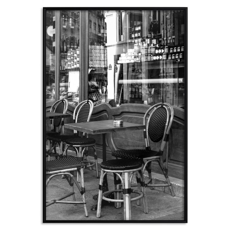 Wall Poster Parisian Café - gray landscape of chairs and a table against the backdrop of a café 132273 additionalImage 20