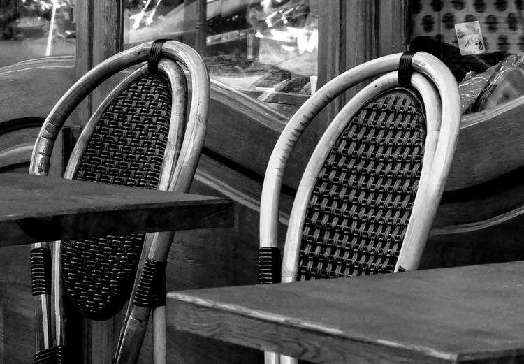 Wall Poster Parisian Café - gray landscape of chairs and a table against the backdrop of a café 132273 additionalImage 10