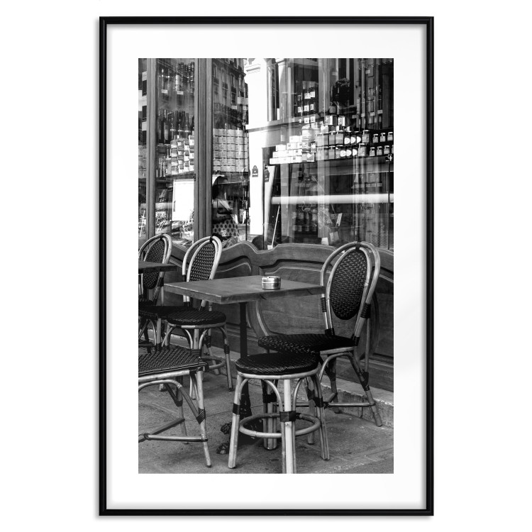 Wall Poster Parisian Café - gray landscape of chairs and a table against the backdrop of a café 132273 additionalImage 17