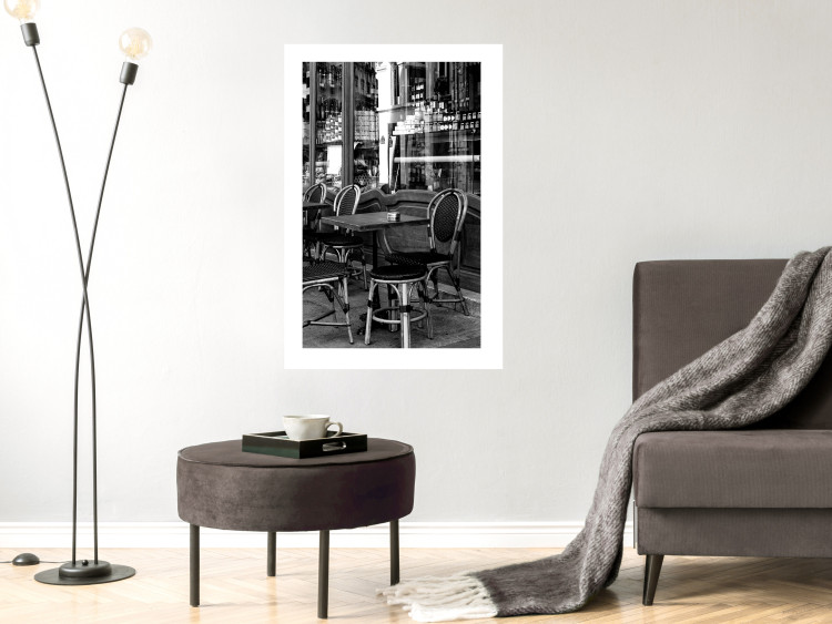 Wall Poster Parisian Café - gray landscape of chairs and a table against the backdrop of a café 132273 additionalImage 5