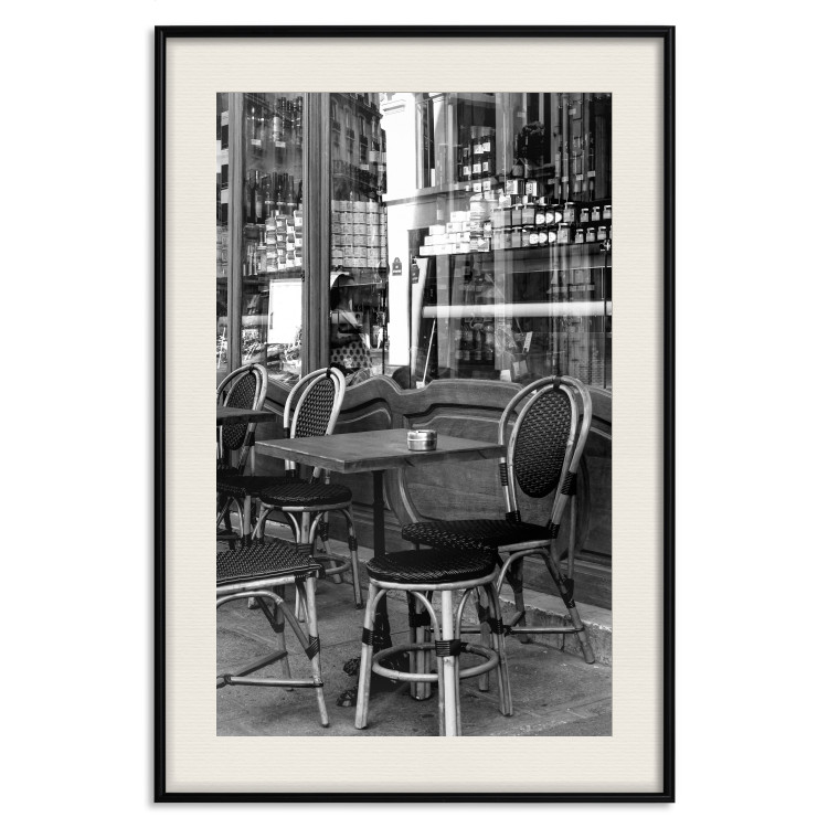Wall Poster Parisian Café - gray landscape of chairs and a table against the backdrop of a café 132273 additionalImage 19