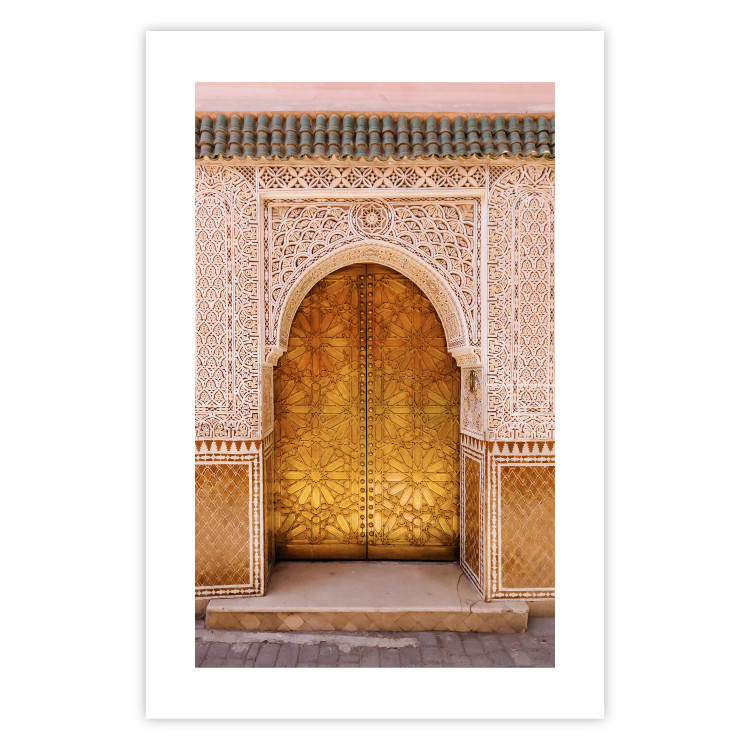 Wall Poster African Opulence - architecture of a decorated golden gate in Morocco 134773 additionalImage 19