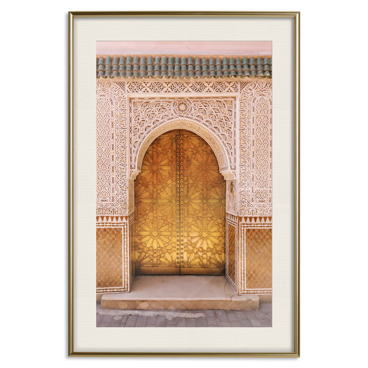Wall Poster African Opulence - architecture of a decorated golden gate in Morocco 134773 additionalImage 20
