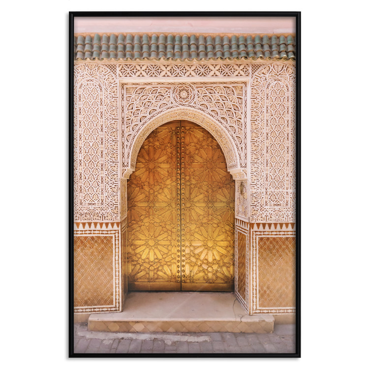 Wall Poster African Opulence - architecture of a decorated golden gate in Morocco 134773 additionalImage 16