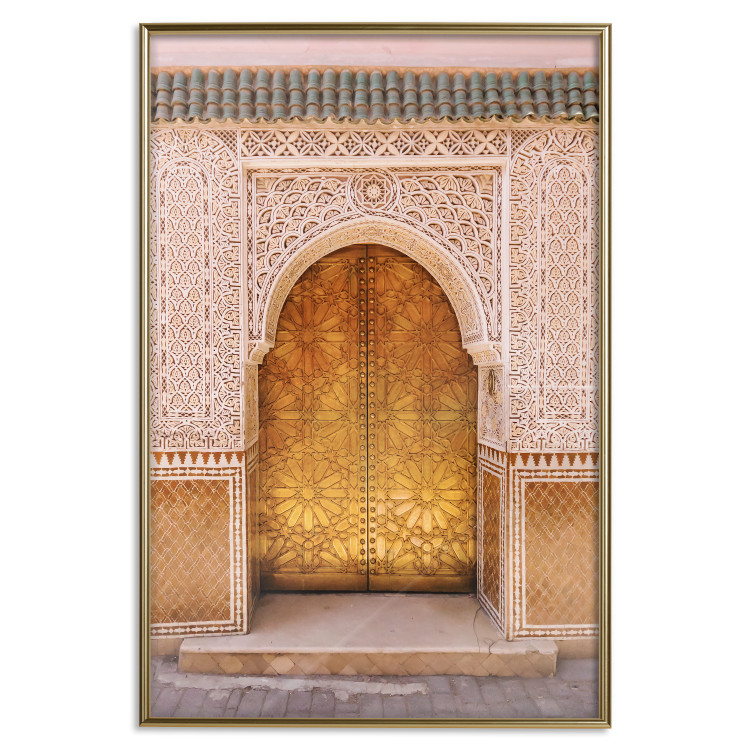 Wall Poster African Opulence - architecture of a decorated golden gate in Morocco 134773 additionalImage 17