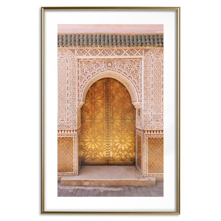 Wall Poster African Opulence - architecture of a decorated golden gate in Morocco 134773 additionalImage 14