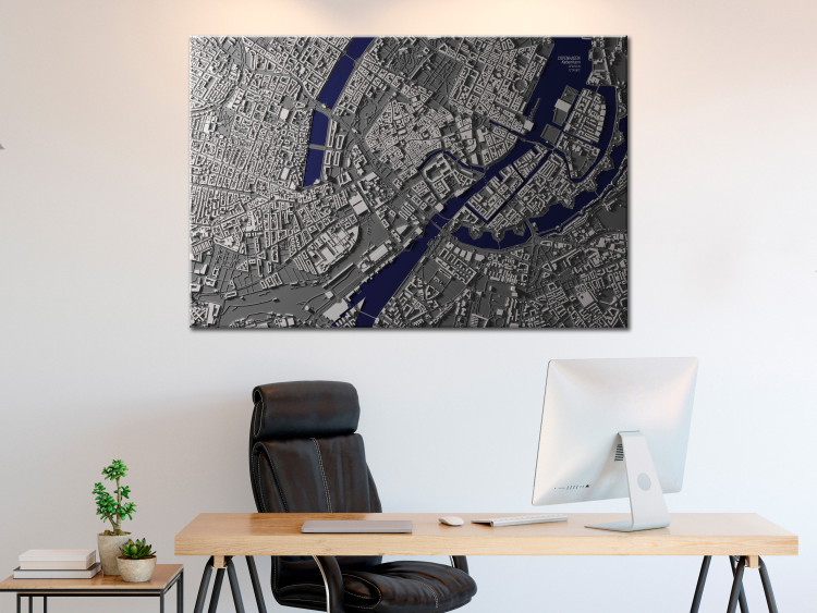 Canvas Art Print Copenhagen City Center - View of the capital of Denmark in gray shades from a bird's eye view 135173 additionalImage 3