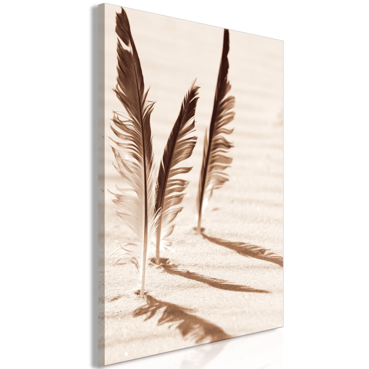 Canvas Art Print Three feathers - black and white image of three bird feathers 135273 additionalImage 2