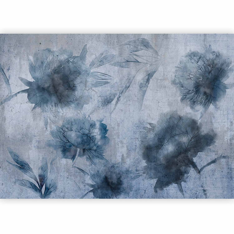 Photo Wallpaper Blue peonies - floral motif of flowers on a concrete texture 135373 additionalImage 5