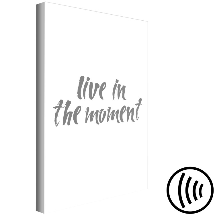 Canvas Gray inscription Live In The Moment - quote on a white background 135773 additionalImage 6