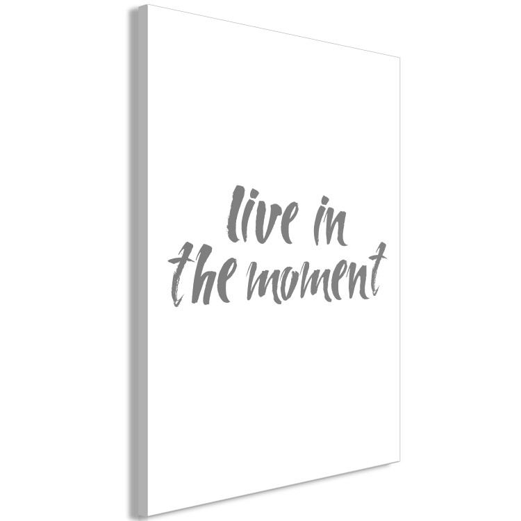 Canvas Gray inscription Live In The Moment - quote on a white background 135773 additionalImage 2