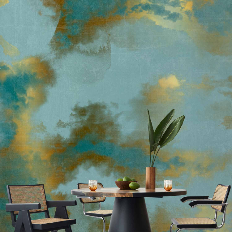 Wall Mural Abstract sky - blue background composition with gold patterns 135973 additionalImage 4
