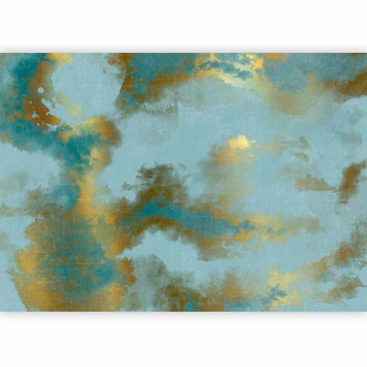 Wall Mural Abstract sky - blue background composition with gold patterns 135973 additionalImage 1