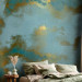 Wall Mural Abstract sky - blue background composition with gold patterns 135973 additionalThumb 2