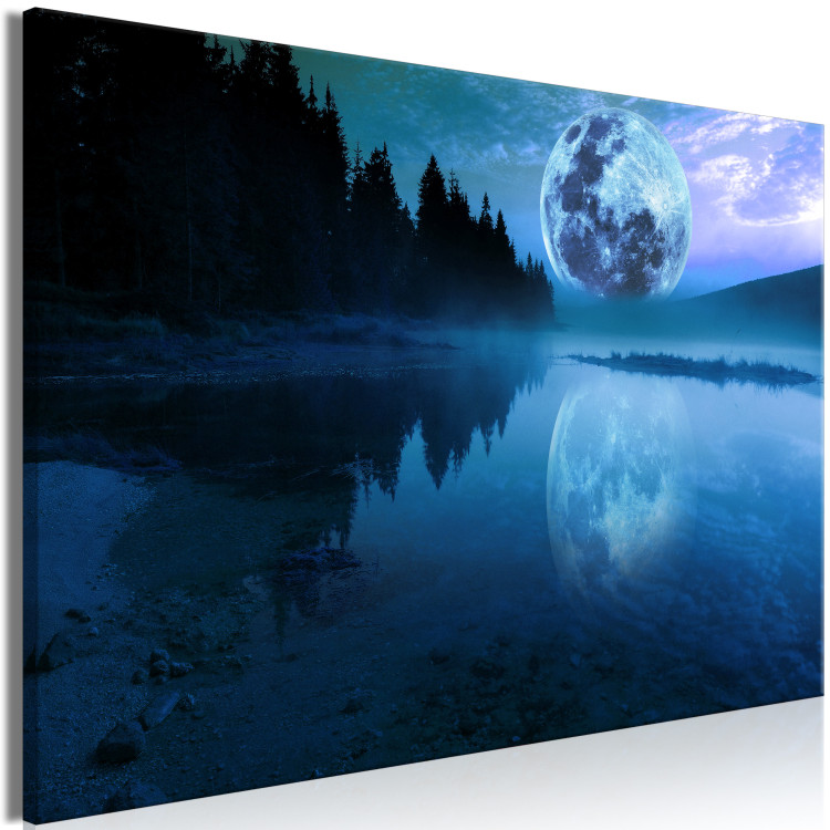 Canvas Print Radiant Evening (1-part) - Blue Moon Over the Lake 144573 additionalImage 2