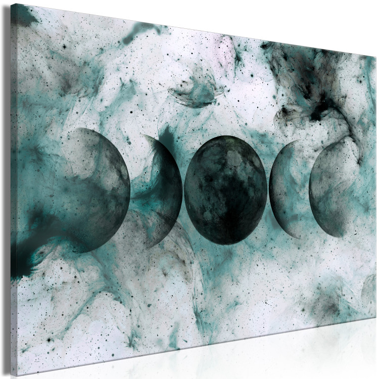 Canvas Print Phases of the Planet (1-piece) - abstraction in turquoise-black colors 145273 additionalImage 2