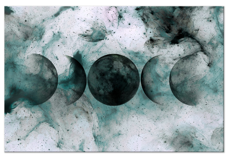 Canvas Print Phases of the Planet (1-piece) - abstraction in turquoise-black colors 145273