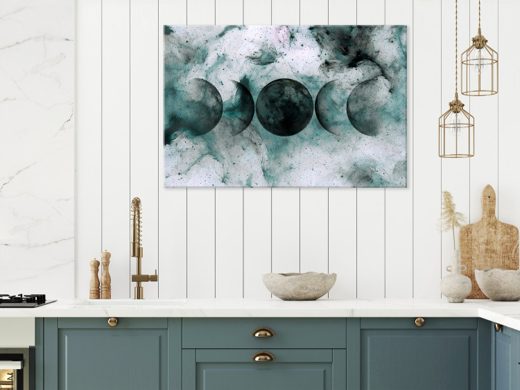 Canvas Print Phases of the Planet (1-piece) - abstraction in turquoise-black colors 145273 additionalImage 3