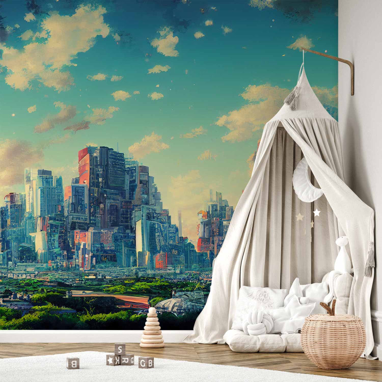 Wall Mural Futuristic City - Urban Landscape Stylized as a Video Game 150673 additionalImage 6