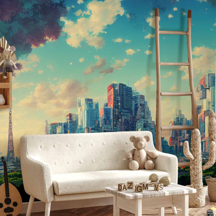 Wall Mural Futuristic City - Urban Landscape Stylized as a Video Game 150673 additionalImage 7