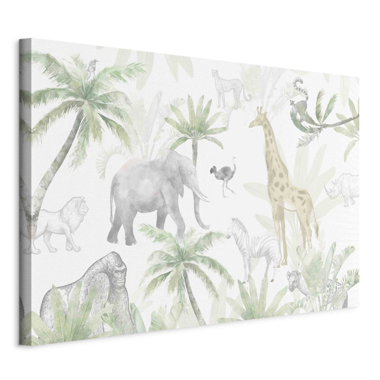 Large canvas print Tropical Safari - Wild Animals in Green-Pastel Colors [Large Format] 151173 additionalImage 3