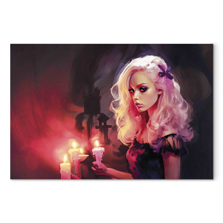 Canvas Print Girl With a Candle - A Young and Mysterious Adept of Black Magic 151573