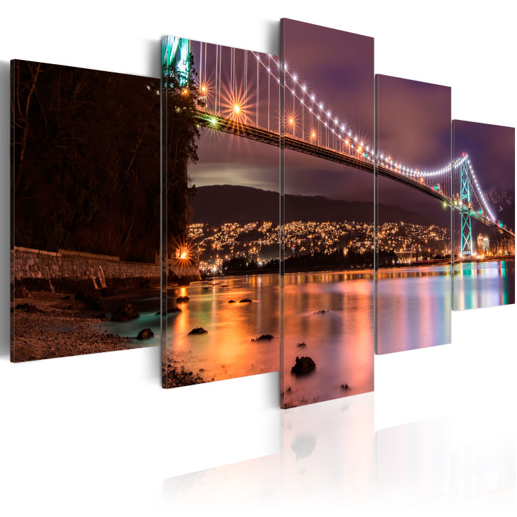 Canvas Lions Gate Bridge in Vancouver at night 50573 additionalImage 2