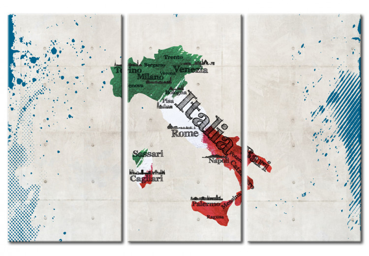 Canvas Map of Italy - triptych 55373