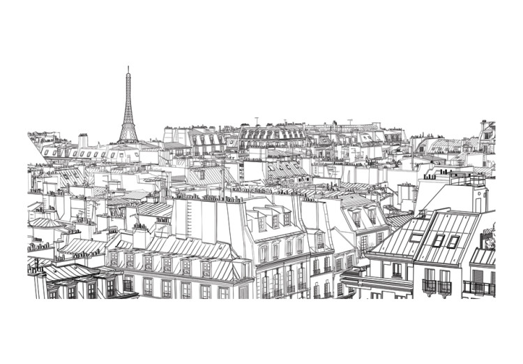 Wall Mural Sketchbook - Black and White Sketch of Parisian City Architecture 59873 additionalImage 1