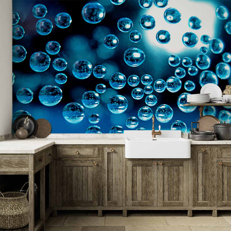 Wall Mural Blue Water with Bubbles - Geometric Shapes on a Blurred Background 60773 additionalImage 6