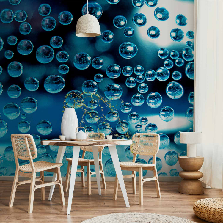 Wall Mural Blue Water with Bubbles - Geometric Shapes on a Blurred Background 60773 additionalImage 4