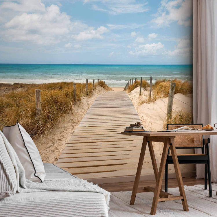 Wall Mural Vacation Landscape - Wooden Path Leading to the Tranquil Sea 61673 additionalImage 4