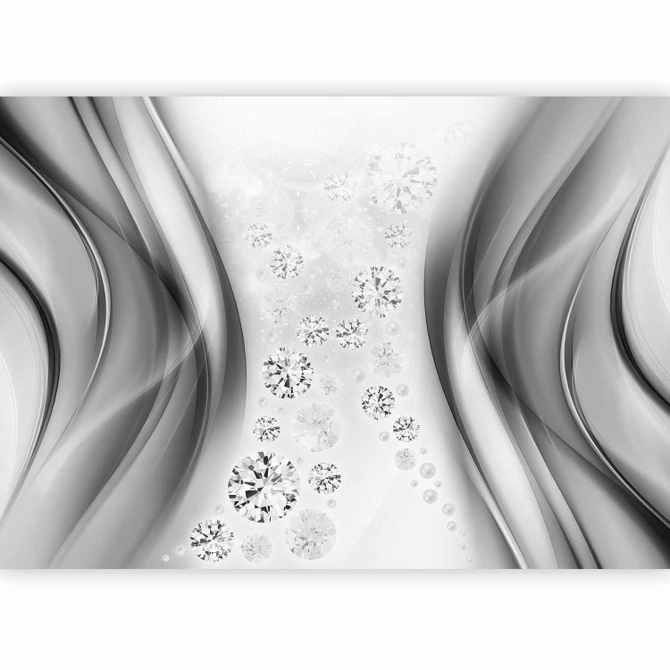 Photo Wallpaper Diamond Rain - Abstract with falling diamonds amid silver waves 61773 additionalImage 1
