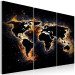 Canvas Print Flames of the World (3-part) - fiery world map on a black background 94773 additionalThumb 2