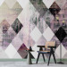 Photo Wallpaper Rhombic Chessboard (Pink) 107583