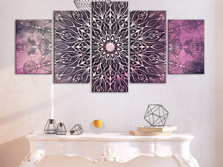 Canvas Print Center (5-part) Pink Wide - Oriental Style Mandala 107983 additionalImage 3
